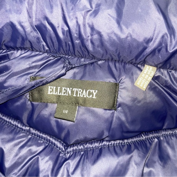 Ellen Tracy NWOT! Navy Down Hooded  Water Resist Lined Drawcord Puffer Coat - Picture 9 of 16